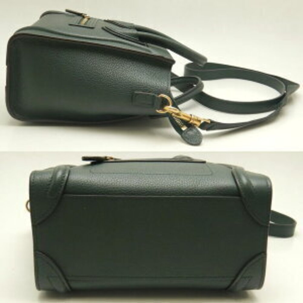 CELINE Luggage 2way Shopper Handbag Calfskin Dark Green - Picture 4 of 9